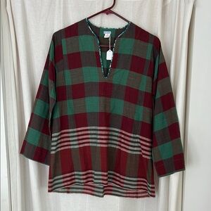 DOSA green and dark red blouse 100% khadi cotton size 1